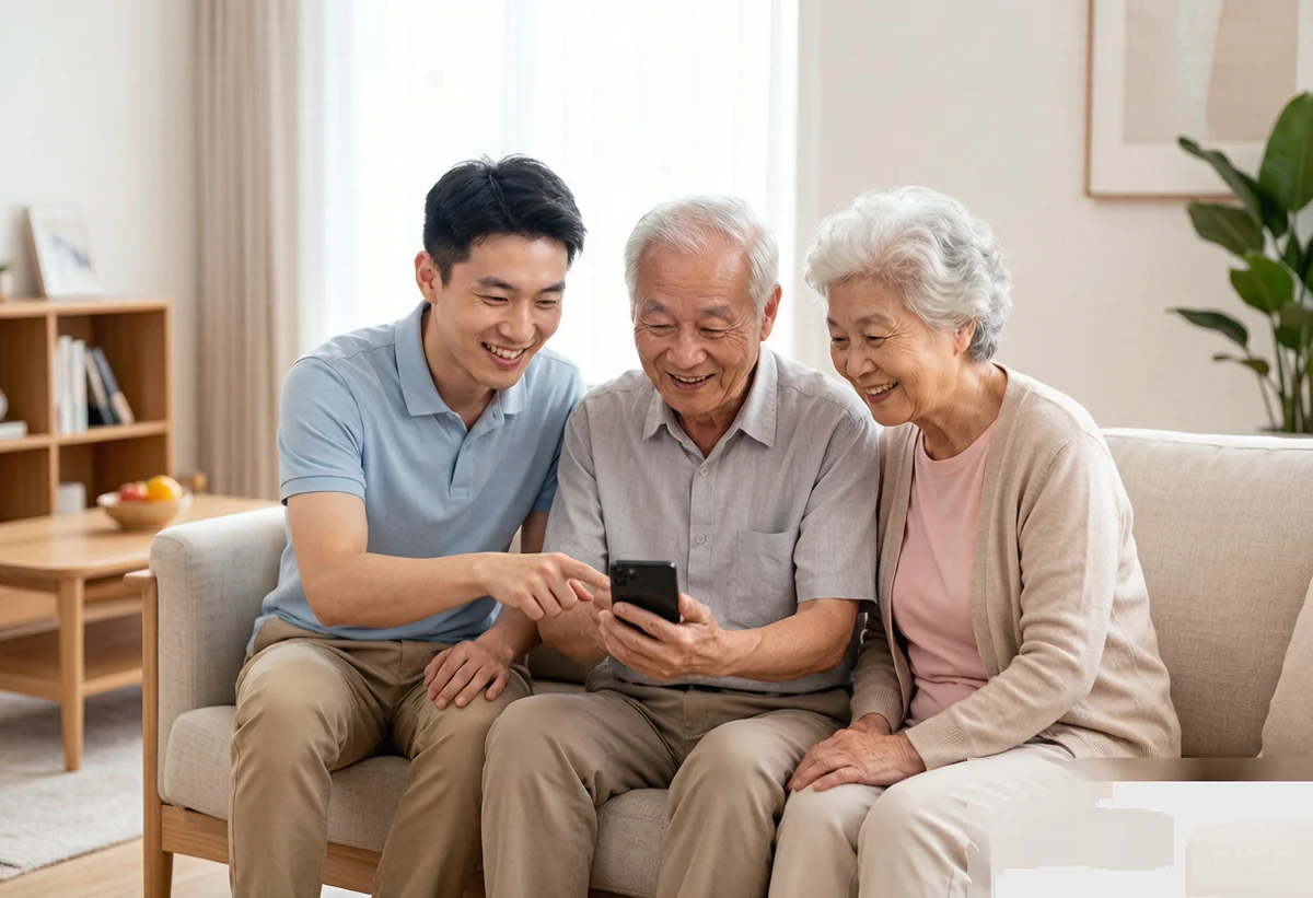 陪伴师教长者使用手机